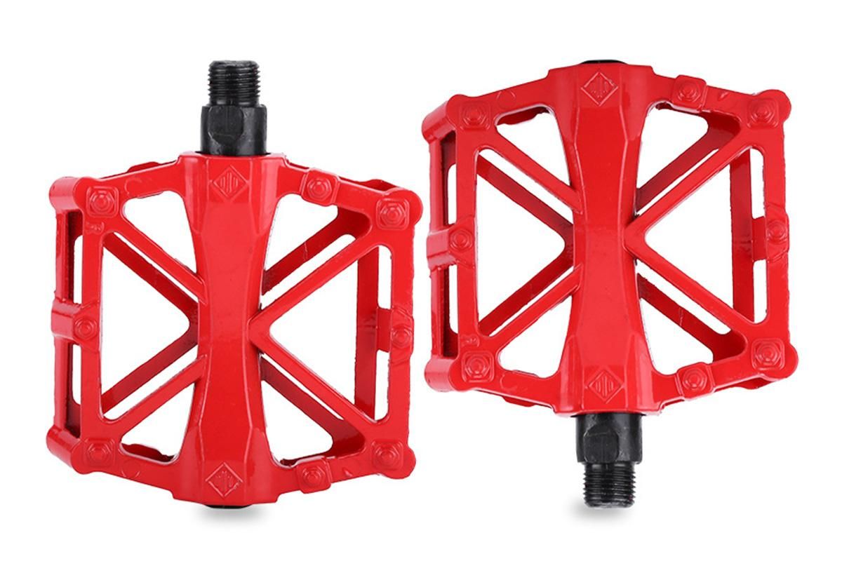 Aluminum Alloy Bike Pedals Wide Platform Lightweight Bicycle Pedals for MTB Road Bikes - Red - Image 2