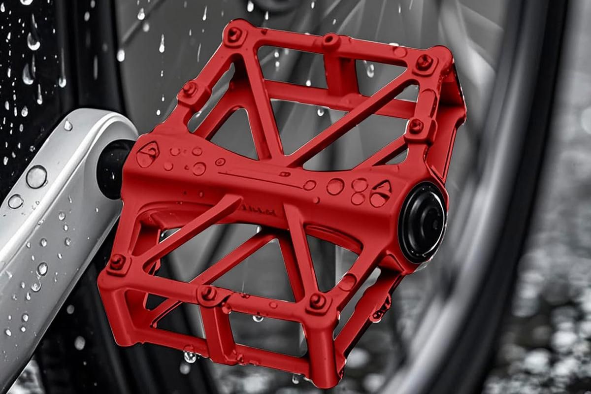 Aluminum Alloy Bike Pedals Wide Platform Lightweight Bicycle Pedals for MTB Road Bikes - Red - Image 6