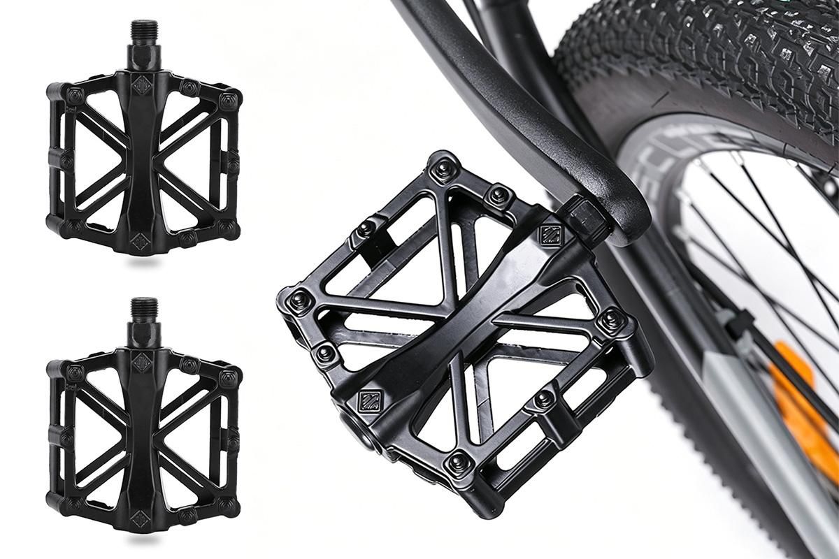 Aluminum Alloy Bike Pedals Wide Platform Lightweight Bicycle Pedals for MTB Road Bikes - Black - Image 1