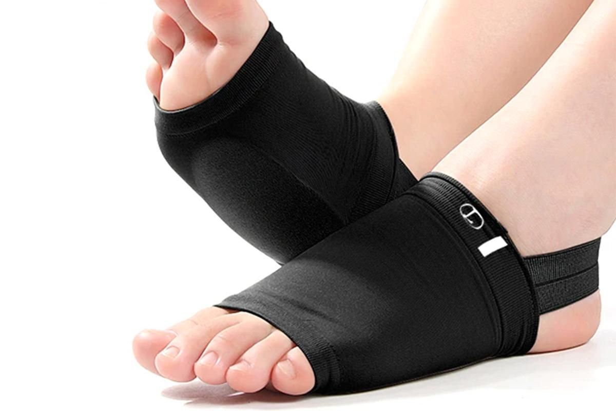 Arch Support Soft Pad Brace Sleeve Ankle Foot Wrap For Feet Flat - Black - Image 2