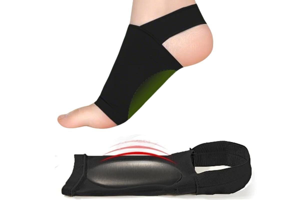 Arch Support Soft Pad Brace Sleeve Ankle Foot Wrap For Feet Flat - Black - Image 3