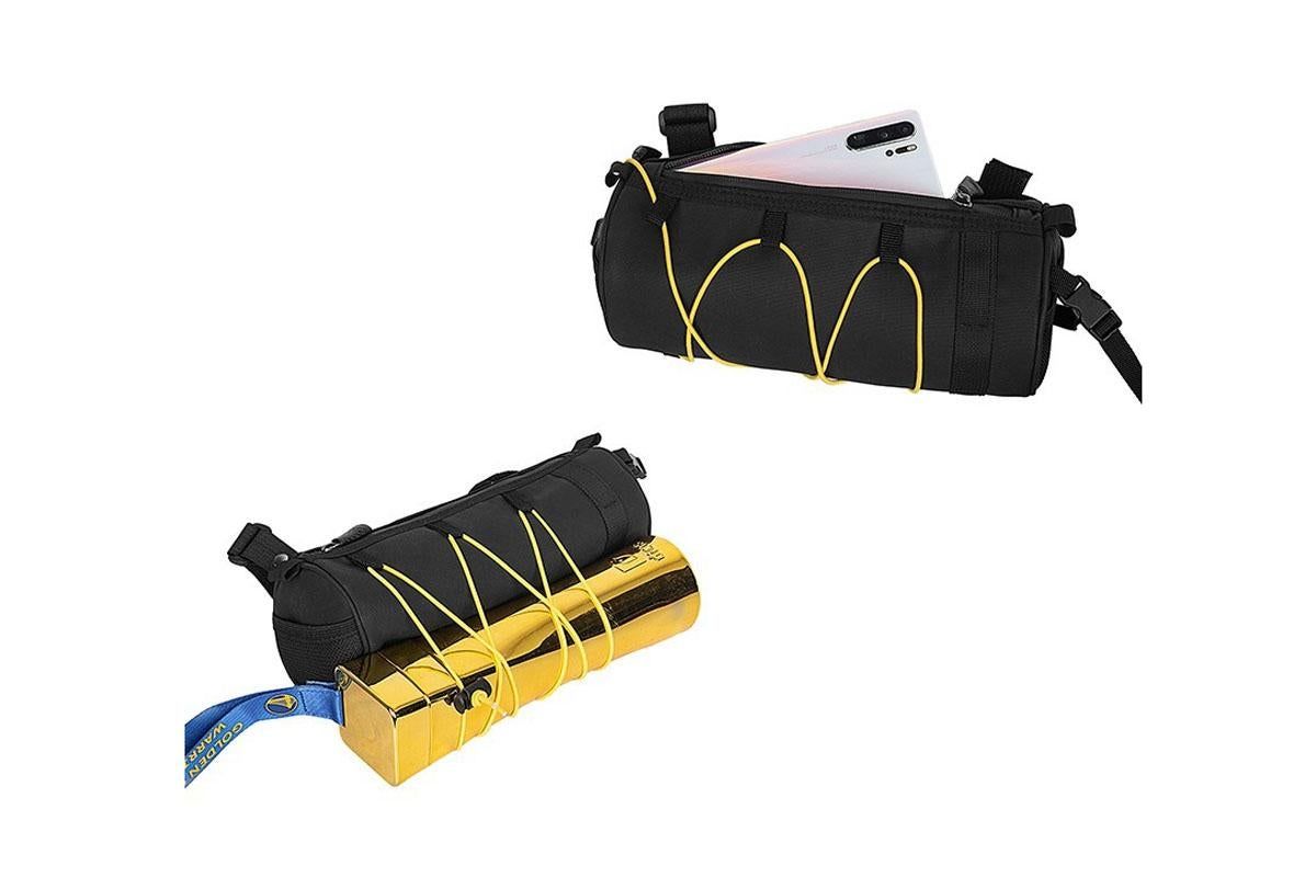 Bike Handlebar Bag Front Bike Bags Handlebar Storage Pouch Pack with Shoulder Strap - Yellow - Image 6