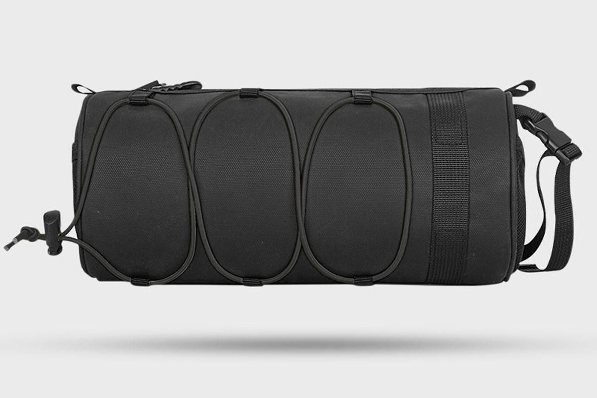 Bike Handlebar Bag Front Bike Bags Handlebar Storage Pouch Pack with Shoulder Strap - Black - Image 1
