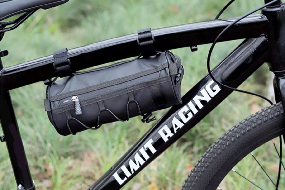Bike Handlebar Bag Front Bike Bags Handlebar Storage Pouch Pack with Shoulder Strap - Black - Image 2