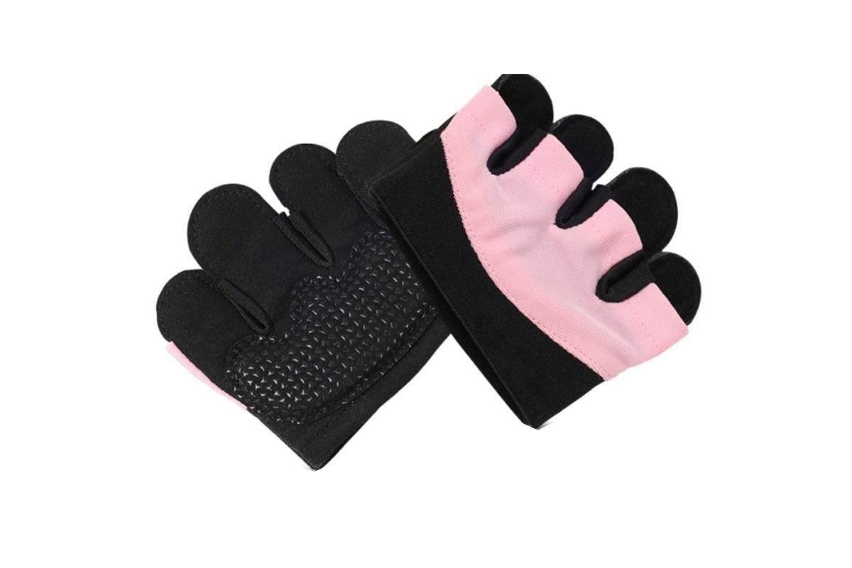 Breathable Workout Gloves Silicone Grip Half-Finger Gym Gloves for Weightlifting & Yoga - Pink & M - Image 2