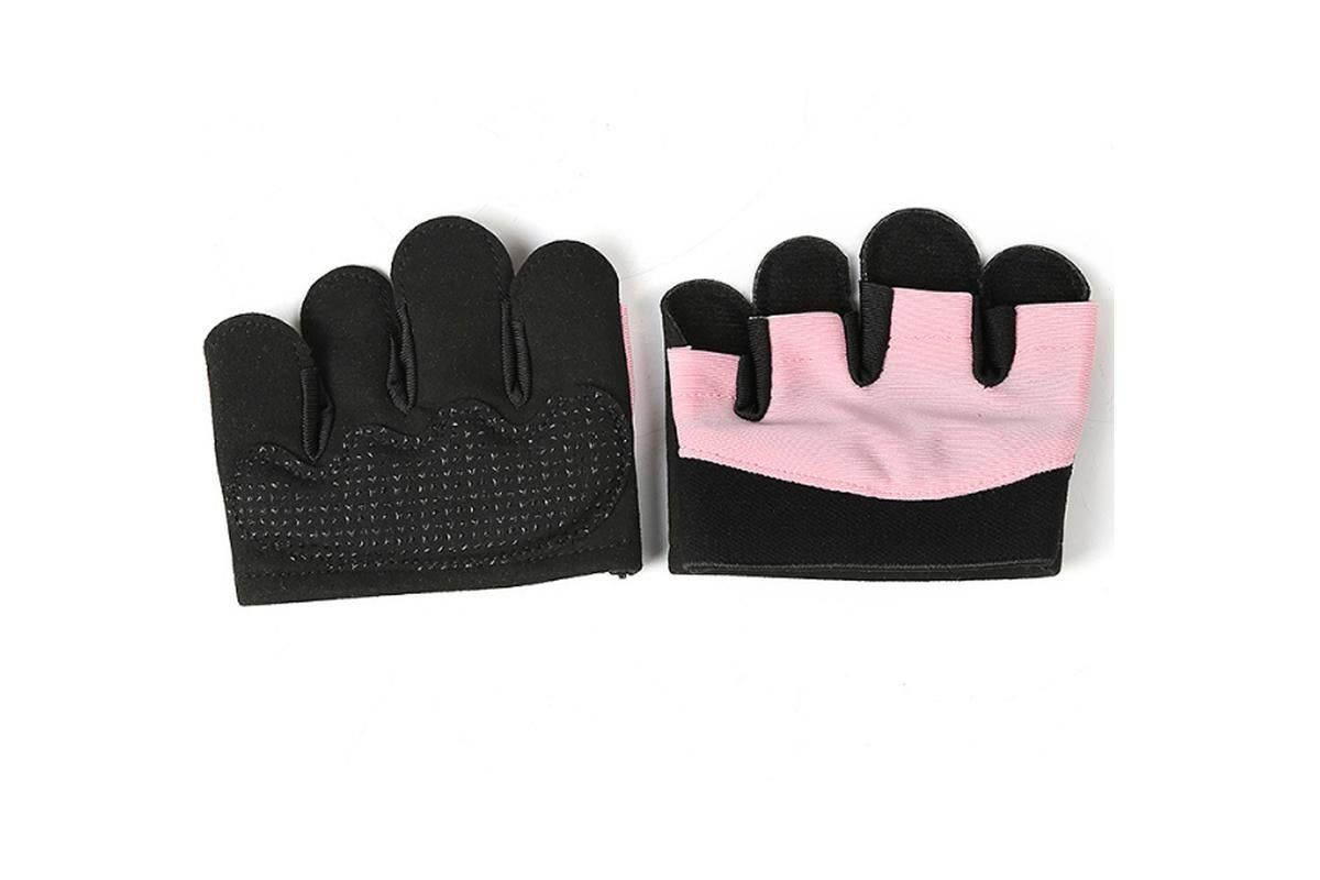 Breathable Workout Gloves Silicone Grip Half-Finger Gym Gloves for Weightlifting & Yoga - Pink & M - Image 6