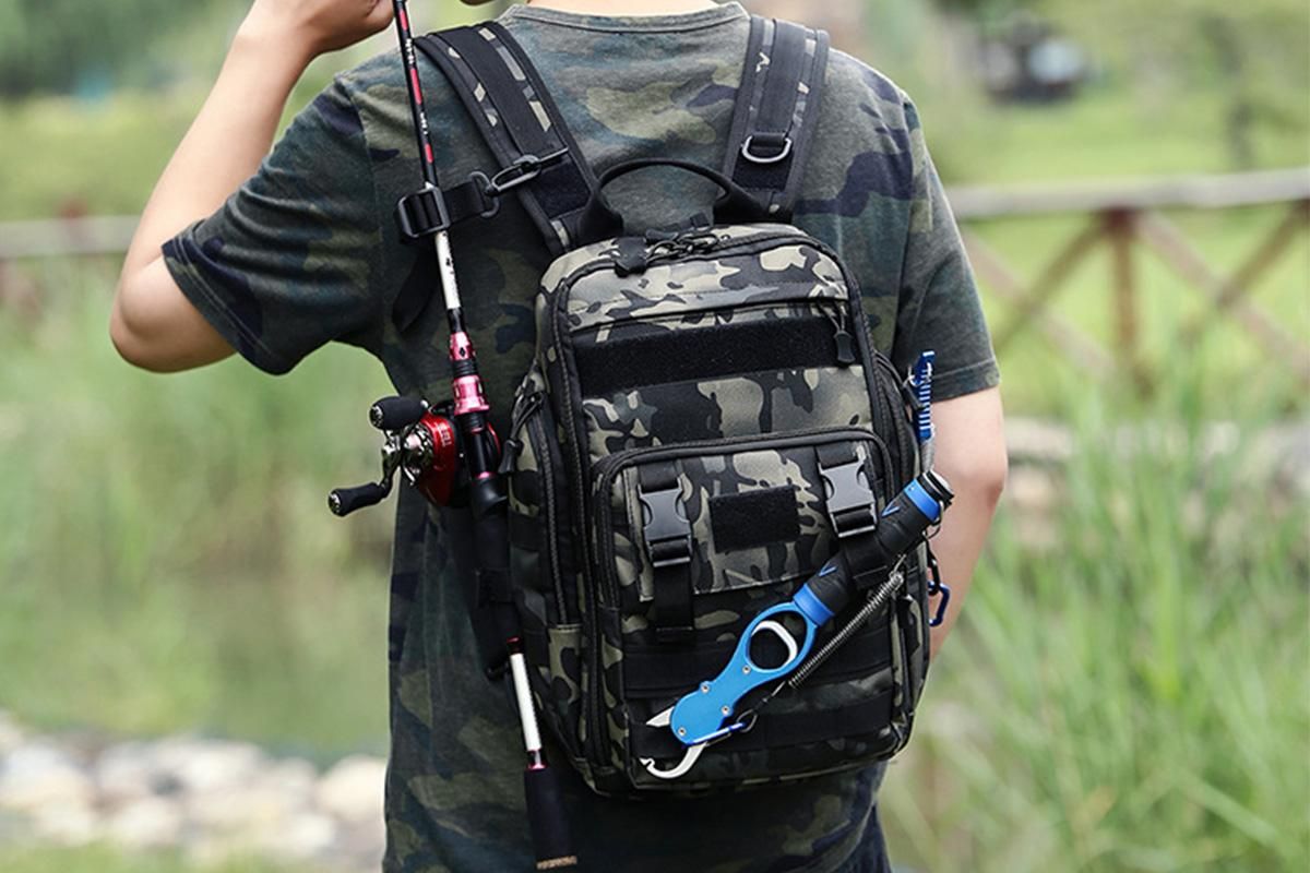 Fishing Tackle Backpack With Rod Holder Outdoor Shoulder Fishing Gear Bags - Green - Image 7