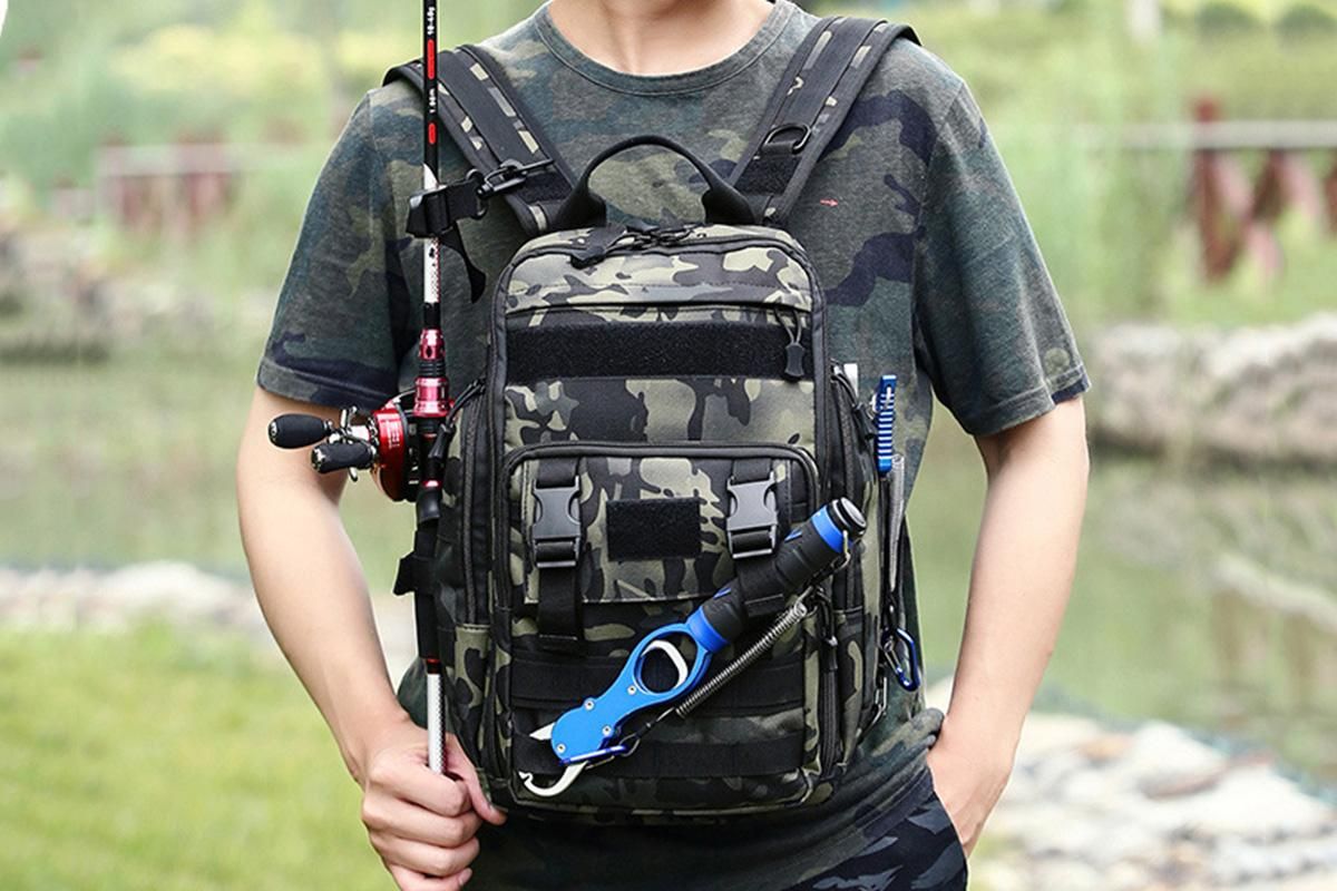 Fishing Tackle Backpack With Rod Holder Outdoor Shoulder Fishing Gear Bags - Green - Image 8