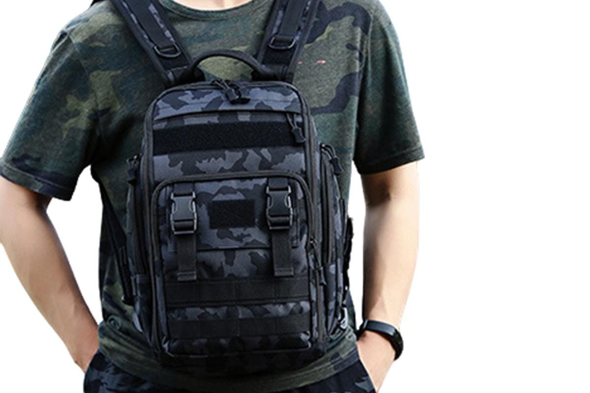 Fishing Tackle Backpack With Rod Holder Outdoor Shoulder Fishing Gear Bags - Deep Blue - Image 3