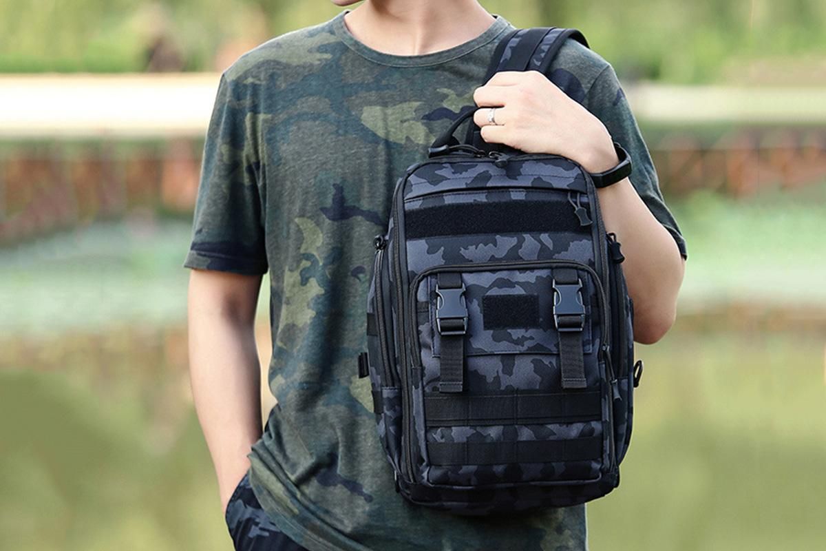 Fishing Tackle Backpack With Rod Holder Outdoor Shoulder Fishing Gear Bags - Deep Blue - Image 4