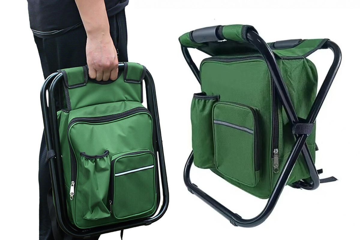 Portable Cooler Stool Multi-Function Folding Fishing Chair - Green - Image 1