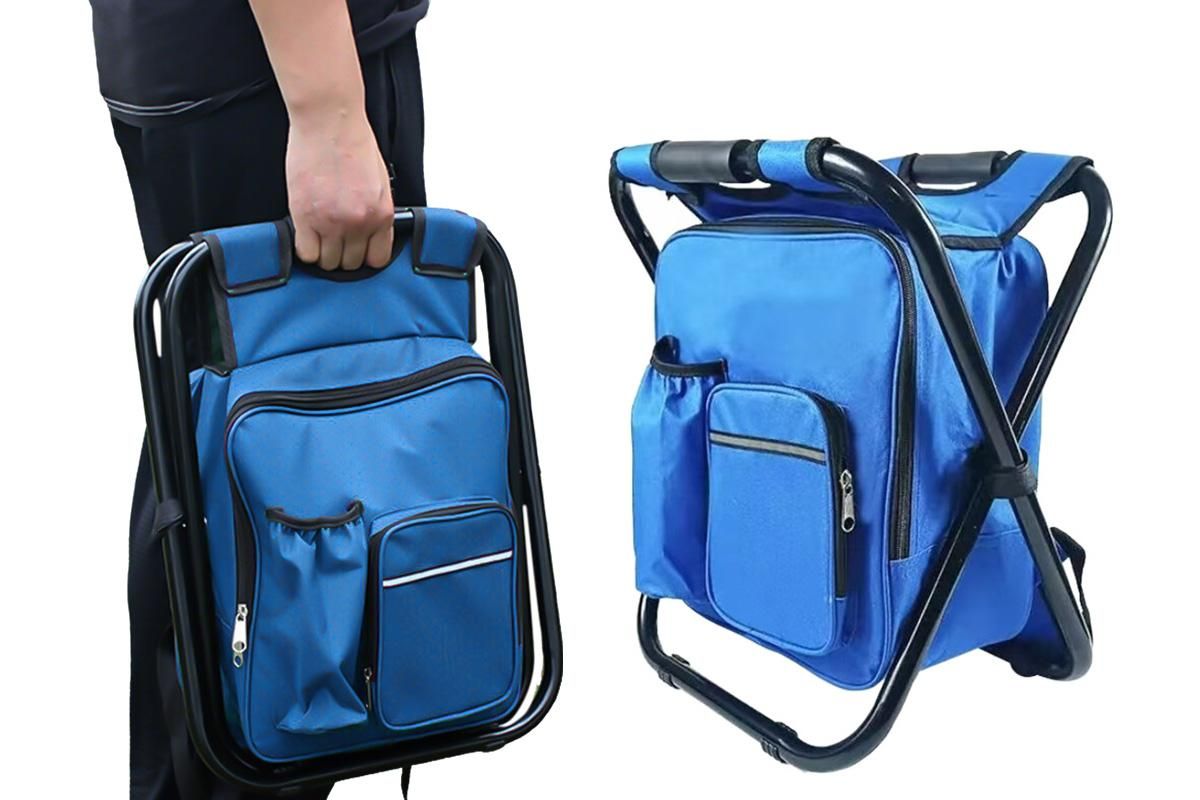 Portable Cooler Stool Multi-Function Folding Fishing Chair - Blue - Image 1