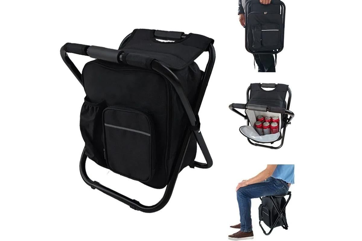 Portable Cooler Stool Multi-Function Folding Fishing Chair - Black - Image 3