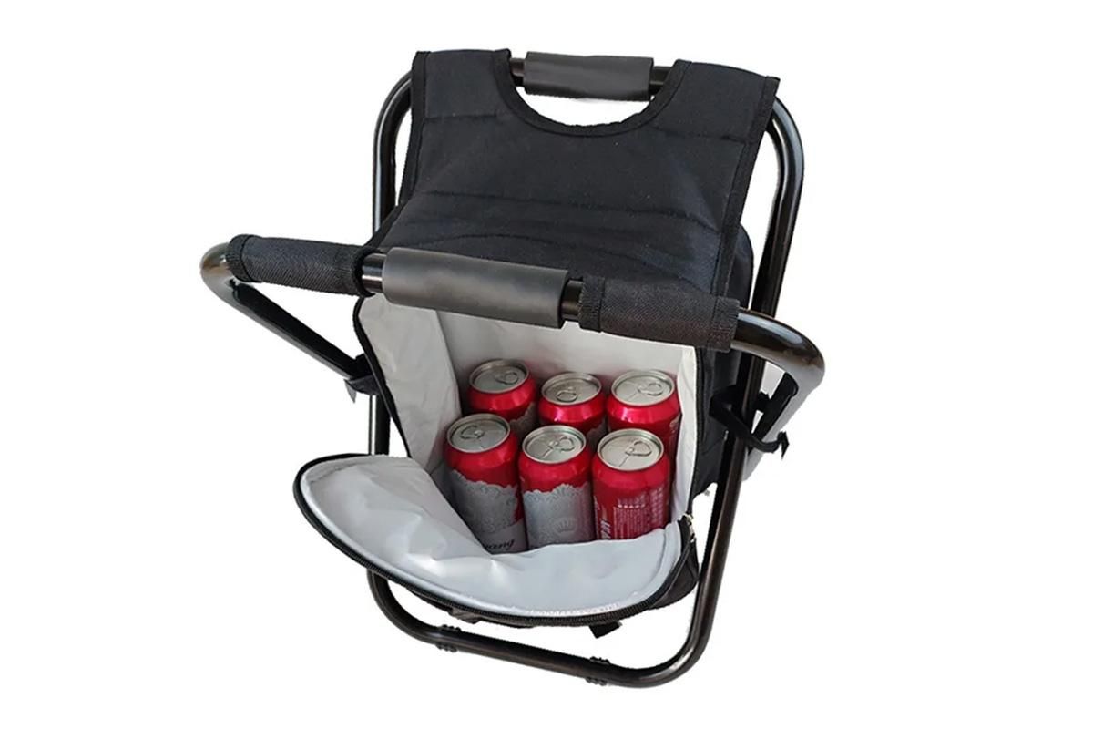 Portable Cooler Stool Multi-Function Folding Fishing Chair - Black - Image 6