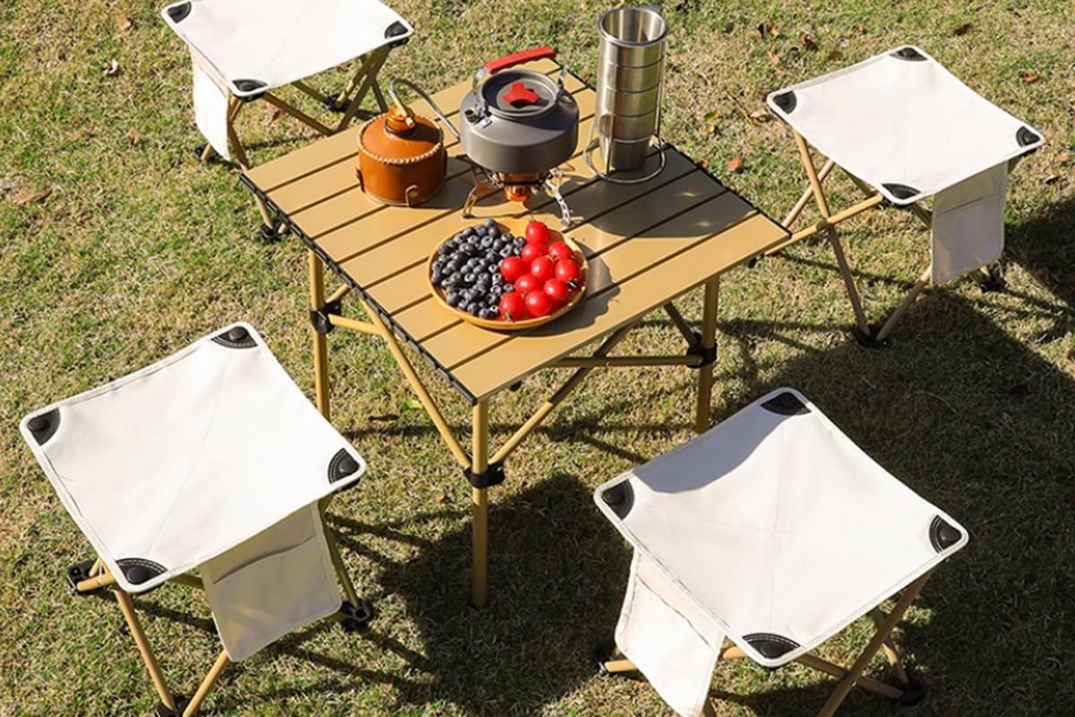 Portable Folding Camping Stool for Fishing Hiking Camping Seat with Carry Bag -Beige / L - Image 2