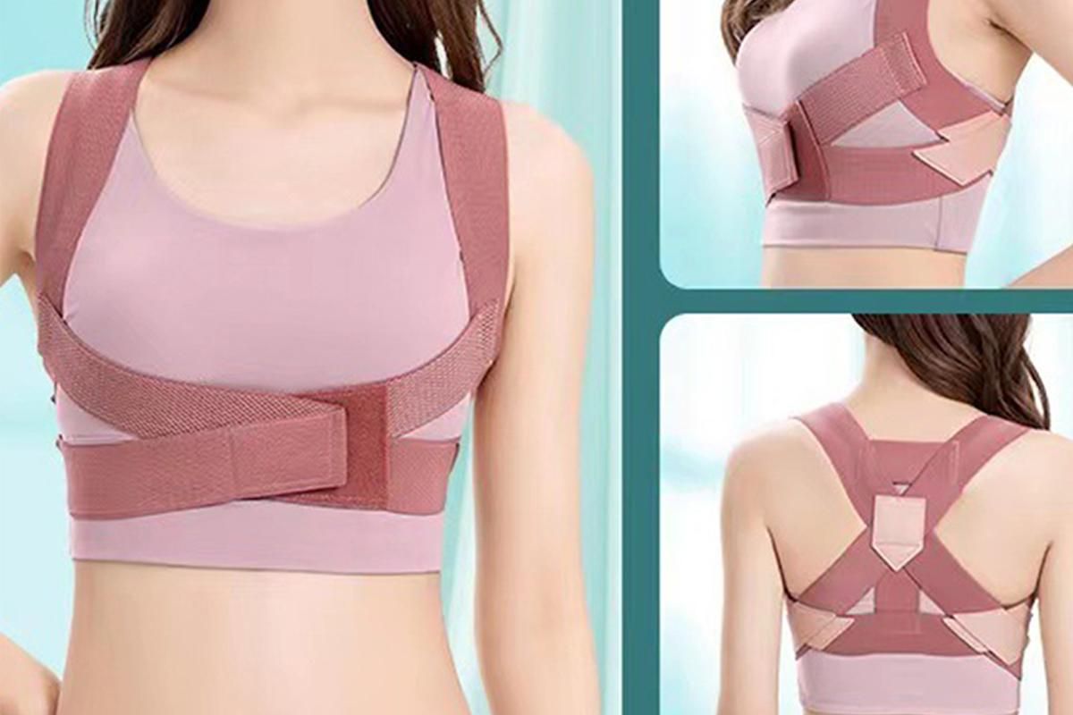 Posture Corrector Clavicle Support Back Straight Shoulders Brace Strap -Pink / L - Image 3
