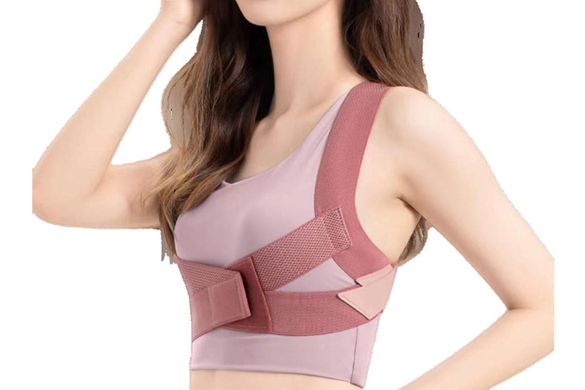 Posture Corrector Clavicle Support Back Straight Shoulders Brace Strap -Pink / M - Image 2