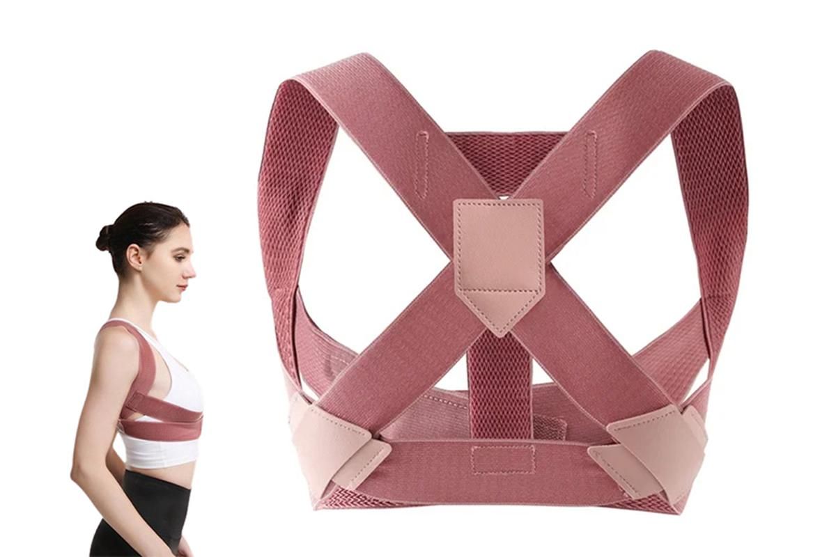 Posture Corrector Clavicle Support Back Straight Shoulders Brace Strap -Pink / M - Image 7