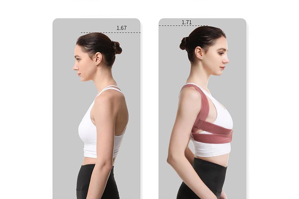 Posture Corrector Clavicle Support Back Straight Shoulders Brace Strap -Pink / S - Image 4