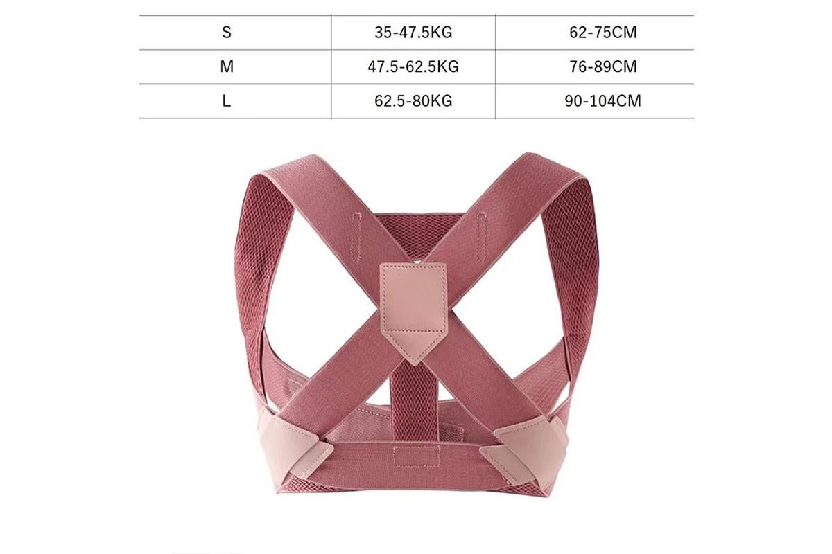 Posture Corrector Clavicle Support Back Straight Shoulders Brace Strap -Pink / S - Image 5