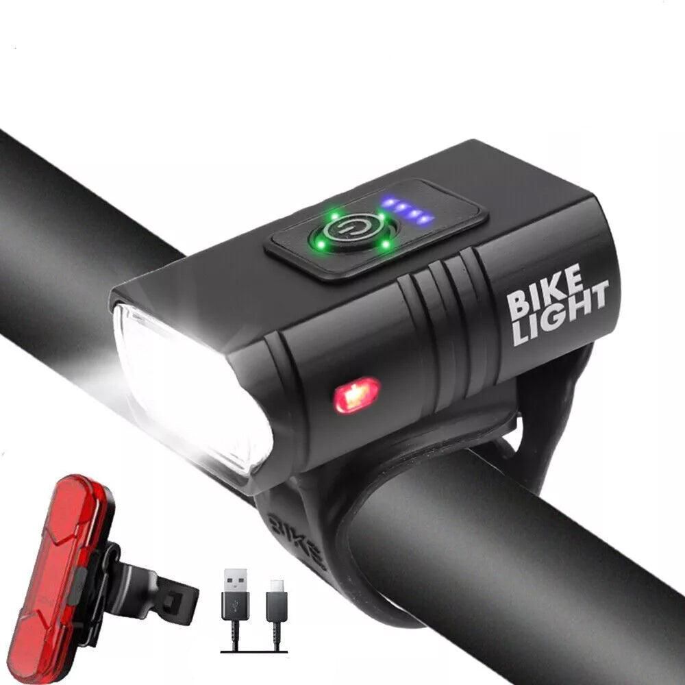 Bike Light Set Rechargeable LED Bicycle Lights Waterproof Headlight Front Rear - Image 1