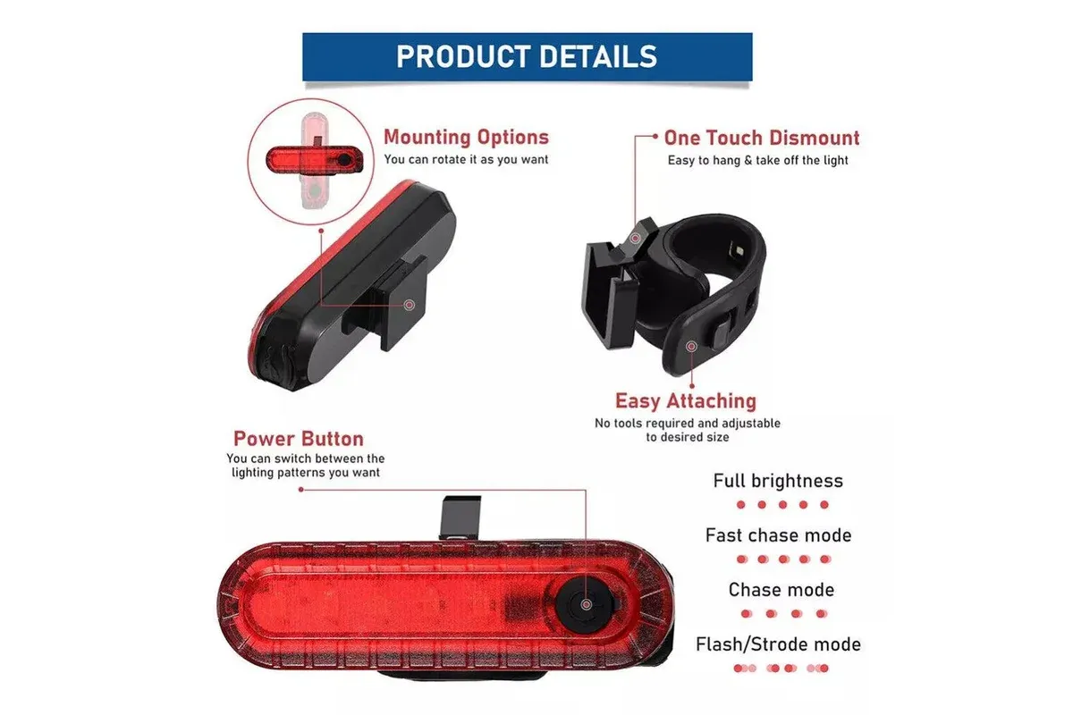 Bike Light Set Rechargeable LED Bicycle Lights Waterproof Headlight Front Rear - Image 7