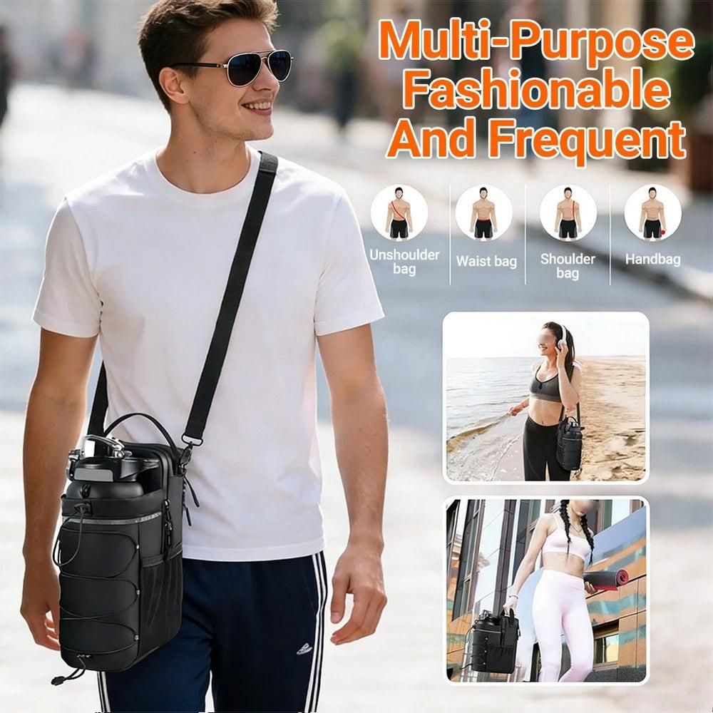 Portable Gym Bag Water Bottle Holder Crossbody Sling Chest Bag Workout - Image 8