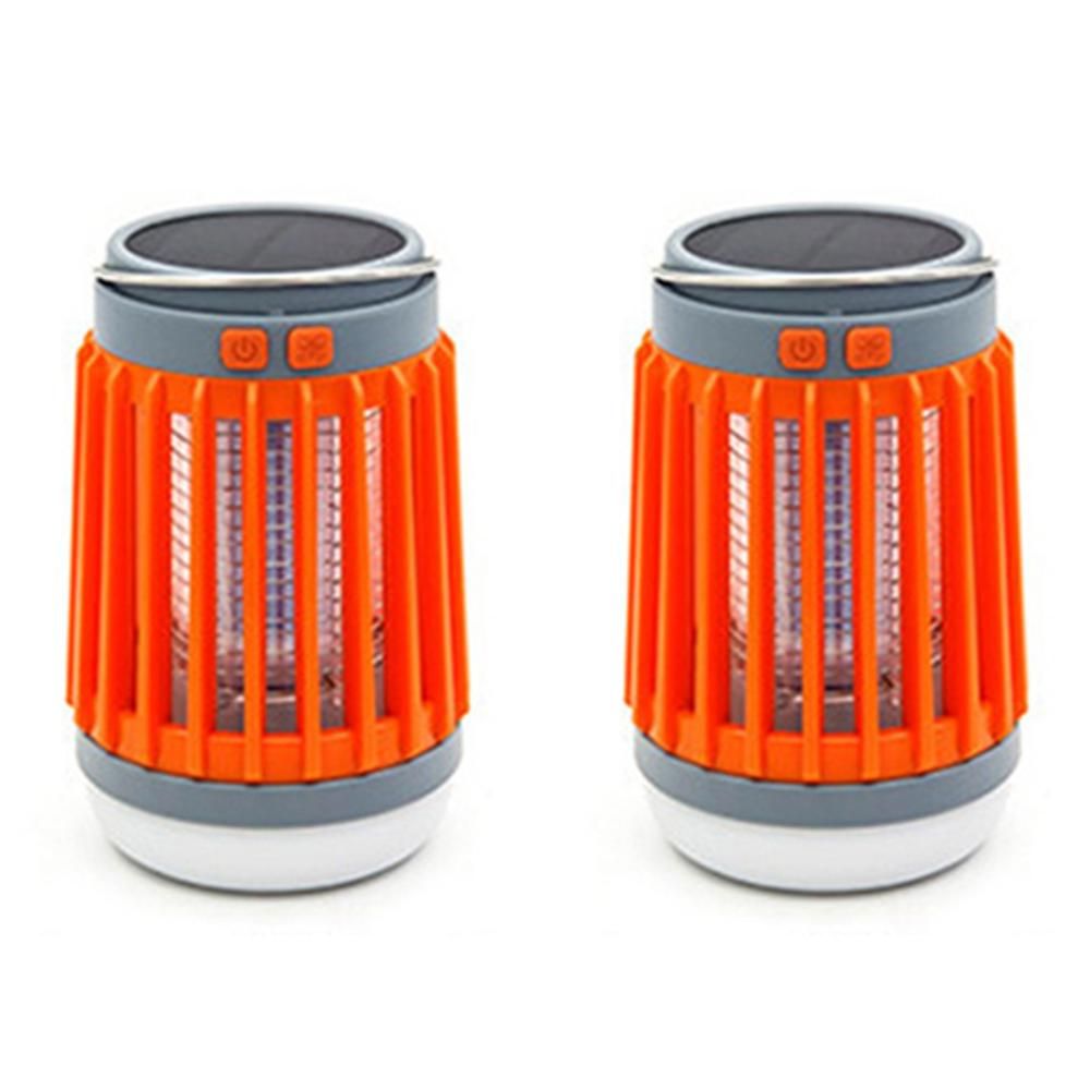 2pcs Solar and USB Mosquito Killer Camp Lamp Flashlight -Orange - Image 1