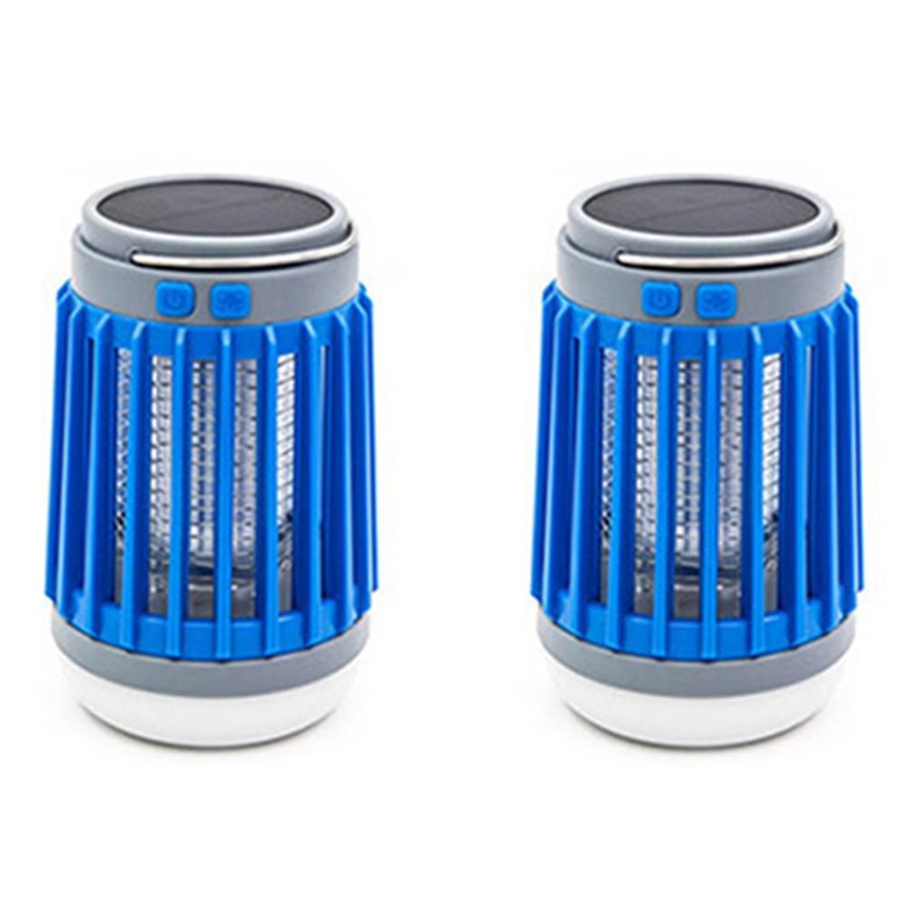 2pcs Solar and USB Mosquito Killer Camp Lamp Flashlight -Blue - Image 1