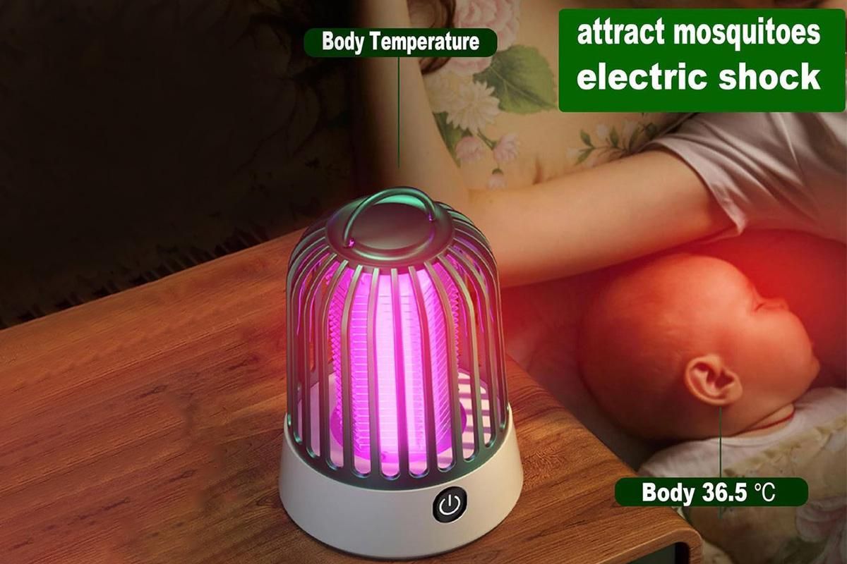 Electric Mosquito Killer Lamp Insect Catcher Fly Bug Zapper Trap LED Purple Lamp Mozzie -Green - Image 2