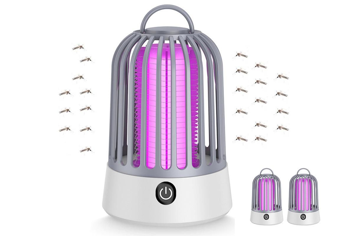 Electric Mosquito Killer Lamp Insect Catcher Fly Bug Zapper Trap LED Purple Lamp Mozzie -Grey - Image 5