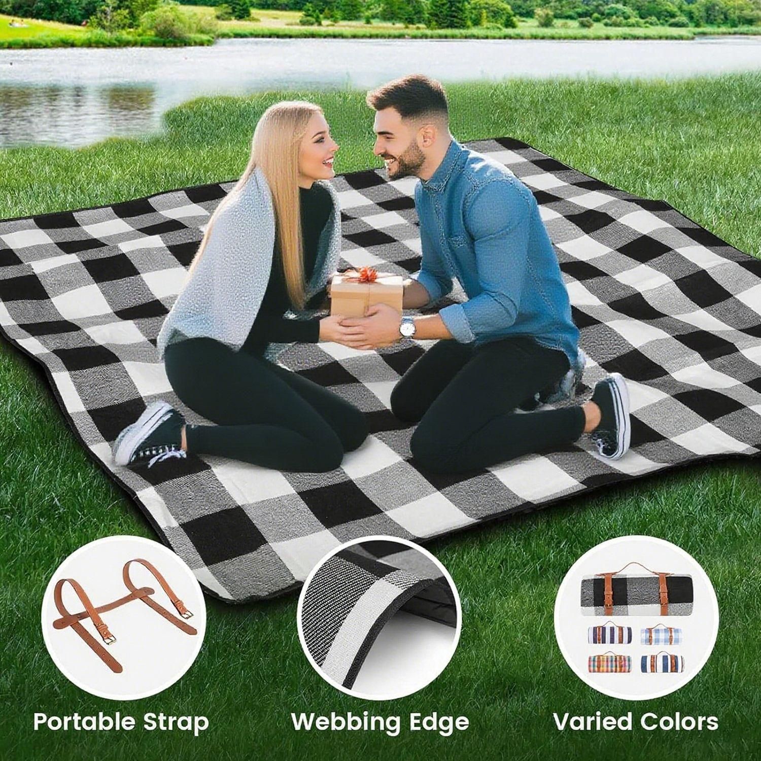 Outdoor Picnic Blanket Waterproof Mat Extra Wide Camping Tent Ground Sheet for Hiking and Outdoor Activities - Blue L - Image 6