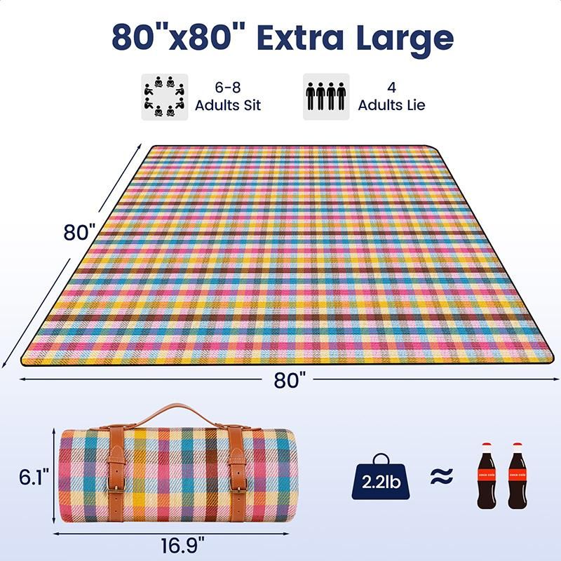 Outdoor Picnic Blanket Waterproof Mat Extra Wide Camping Tent Ground Sheet for Hiking and Outdoor Activities - Multicolor S - Image 2