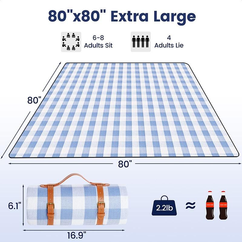Outdoor Picnic Blanket Waterproof Mat Extra Wide Camping Tent Ground Sheet for Hiking and Outdoor Activities - Sky Blue S - Image 3