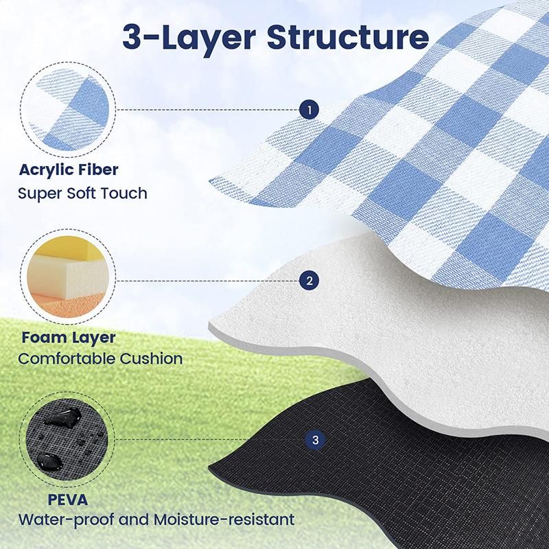 Outdoor Picnic Blanket Waterproof Mat Extra Wide Camping Tent Ground Sheet for Hiking and Outdoor Activities - Sky Blue M - Image 4