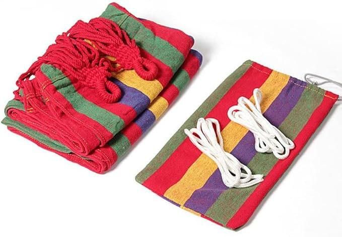 Striped Hanging Hammock 185 x 80cm Swing Single People Swing Heavy Duty Camping Hammock-Red - Image 4