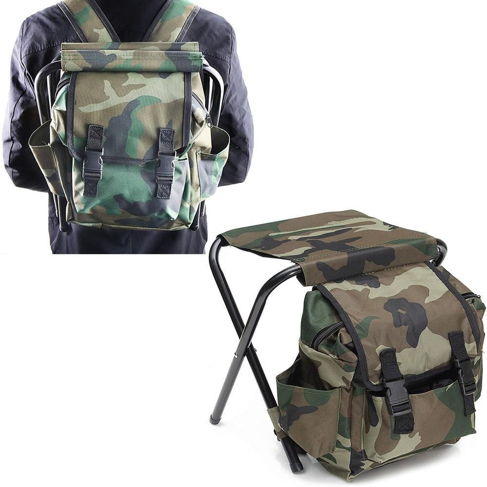 2-in-1 Outdoor Tackle Backpack Foldable Stool Seat Backpack Bag - Image 1