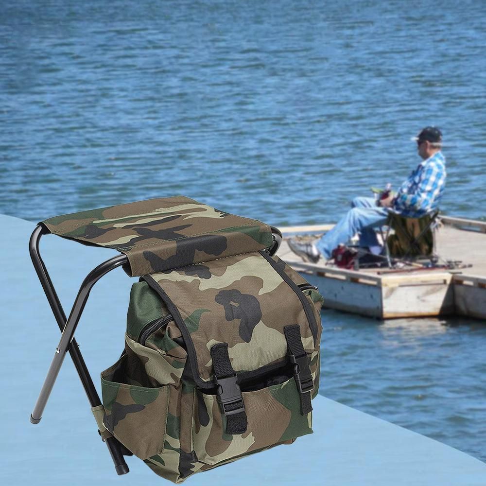 2-in-1 Outdoor Tackle Backpack Foldable Stool Seat Backpack Bag - Image 5