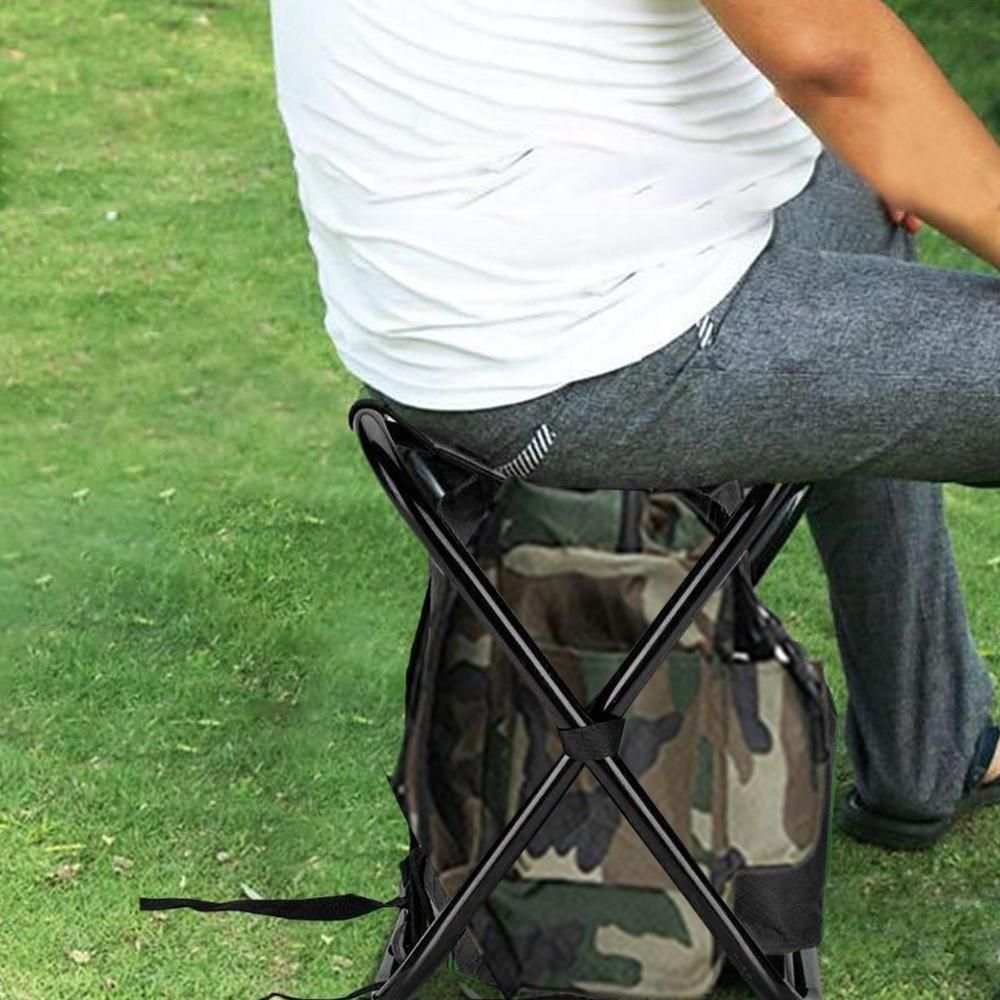 2-in-1 Outdoor Tackle Backpack Foldable Stool Seat Backpack Bag - Image 7