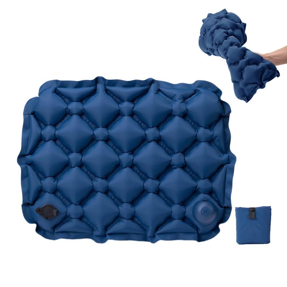 Foldable Inflatable Camping Seat Cushion Portable Seat Pad for Travel Outdoors Navy - Image 1