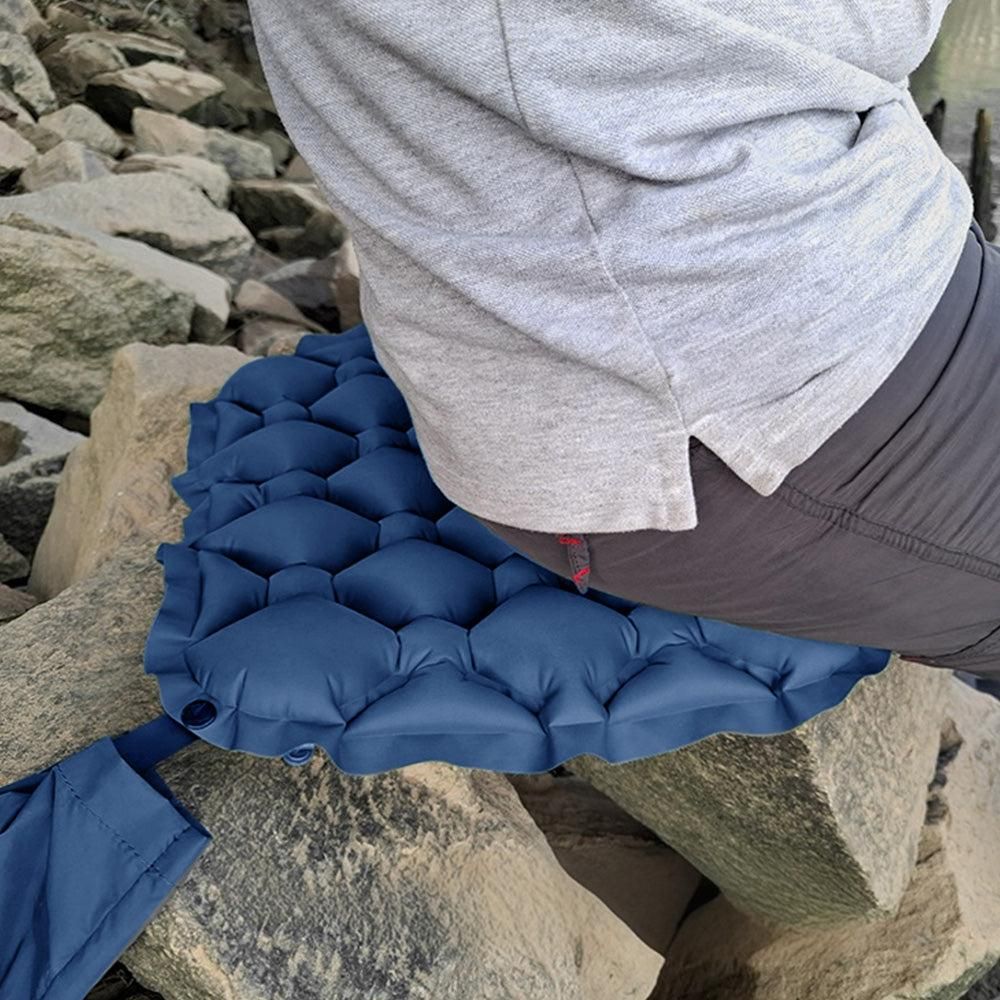Foldable Inflatable Camping Seat Cushion Portable Seat Pad for Travel Outdoors Navy - Image 3