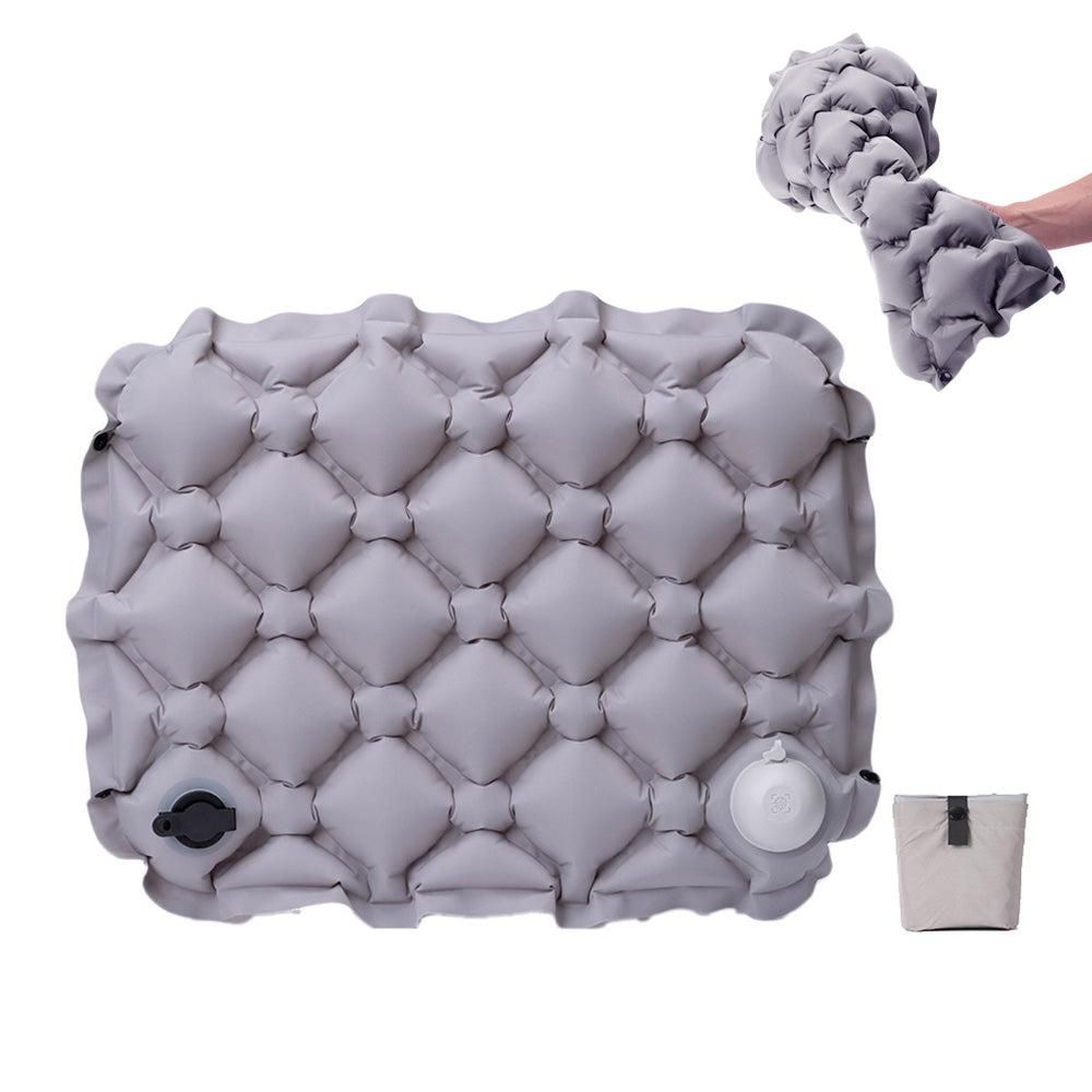 Foldable Inflatable Camping Seat Cushion Portable Seat Pad for Travel Outdoors Grey - Image 1