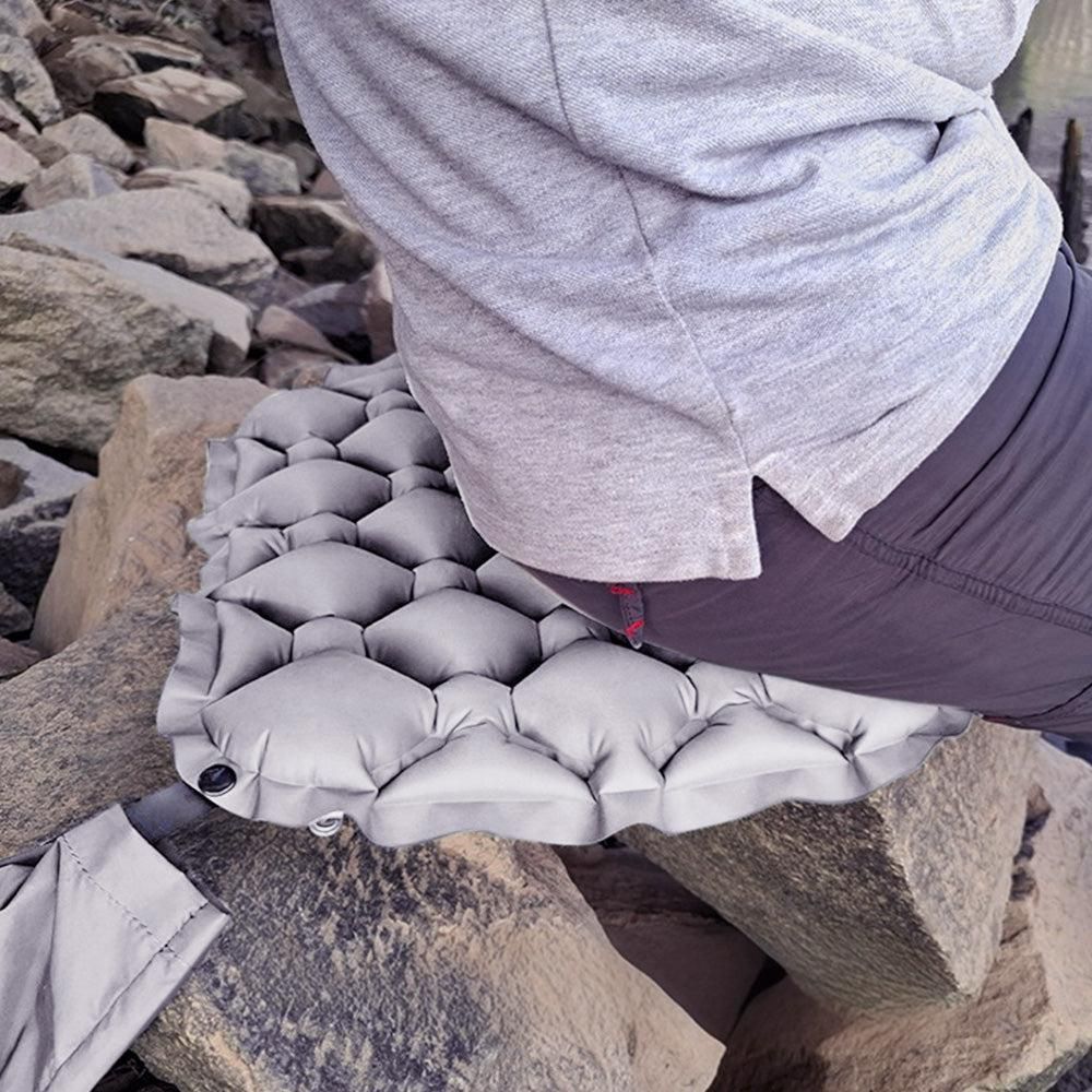 Foldable Inflatable Camping Seat Cushion Portable Seat Pad for Travel Outdoors Grey - Image 2