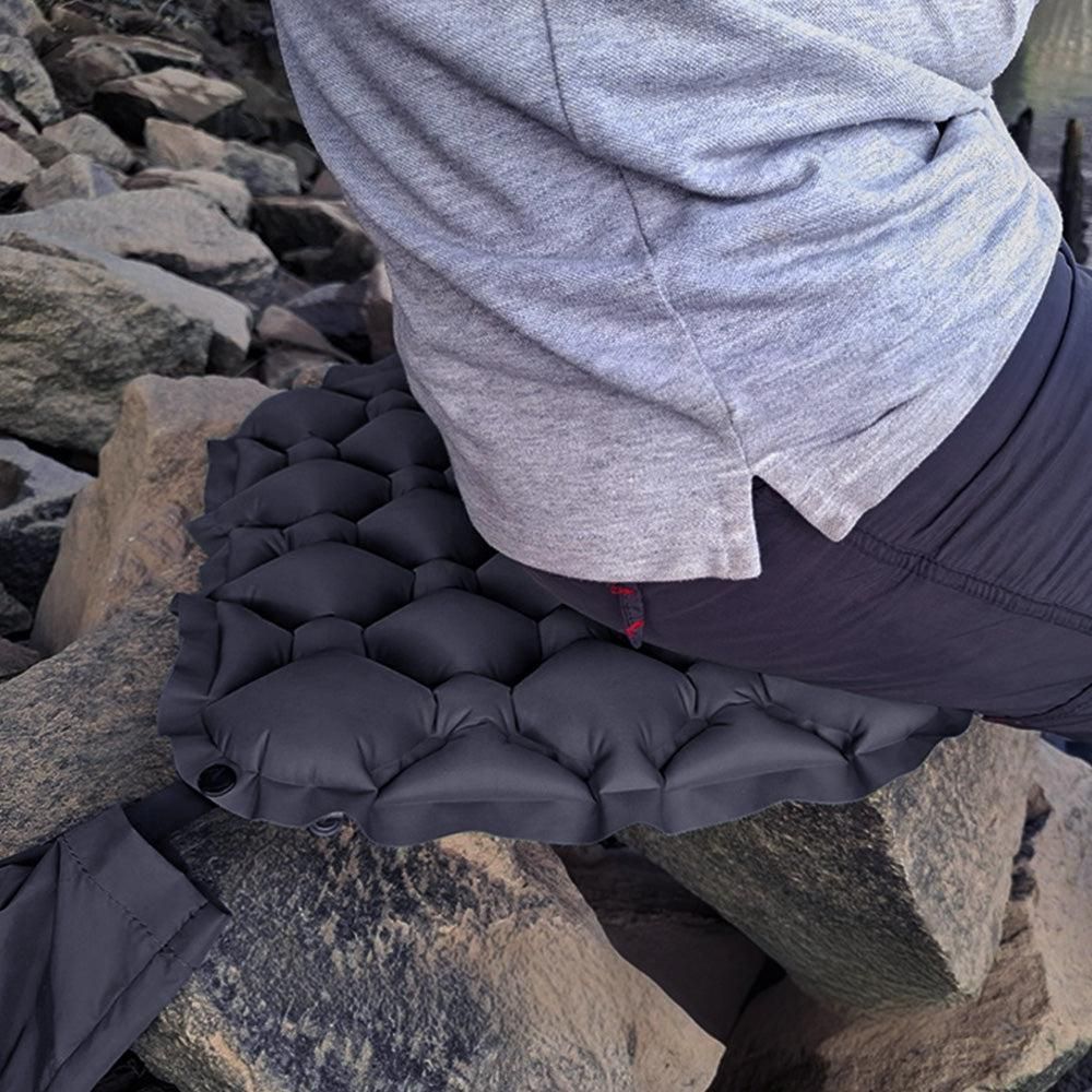 Foldable Inflatable Camping Seat Cushion Portable Seat Pad for Travel Outdoors Black - Image 4