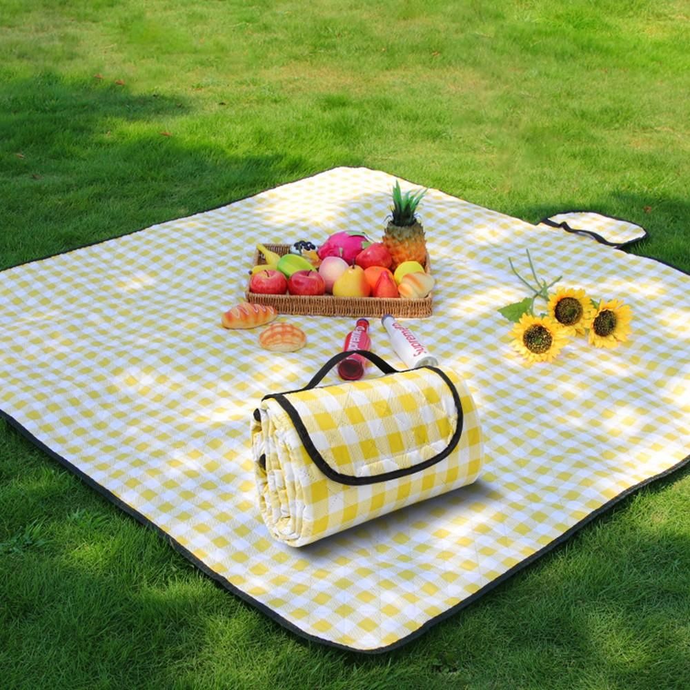 Foldable Picnic Mat Water-resistant Soft Camping Blanket Beach Outdoor Mat Yellow S - Image 4