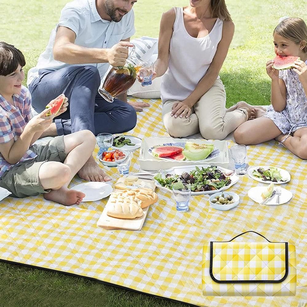 Foldable Picnic Mat Water-resistant Soft Camping Blanket Beach Outdoor Mat Yellow L - Image 2