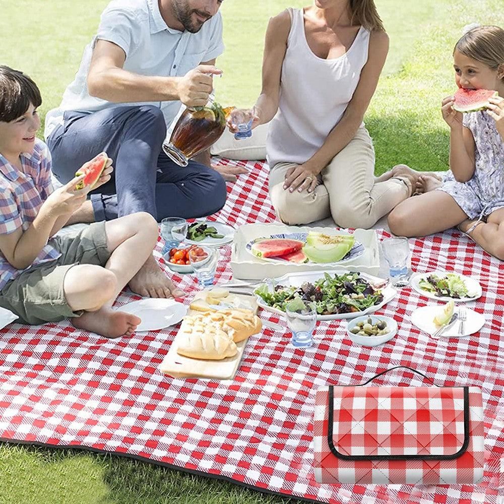 Foldable Picnic Mat Water-resistant Soft Camping Blanket Beach Outdoor Mat Red L - Image 2