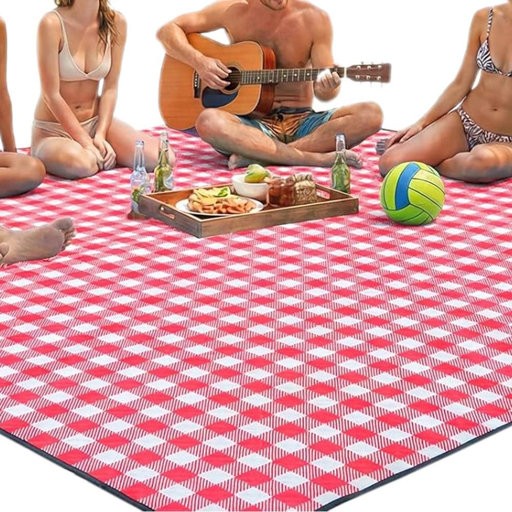 Waterproof Picnic Blanket Beach Outdoor Camping Mat Large Foldable Red - Image 1