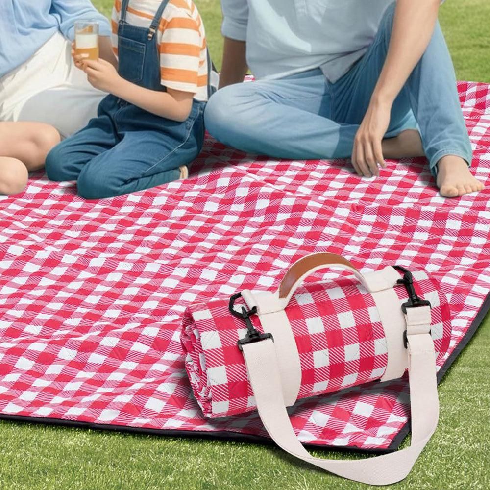 Waterproof Picnic Blanket Beach Outdoor Camping Mat Large Foldable Red - Image 2