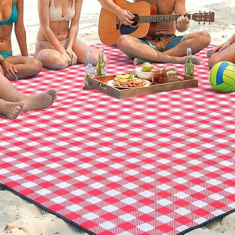 Waterproof Picnic Blanket Beach Outdoor Camping Mat Large Foldable Red - Image 8